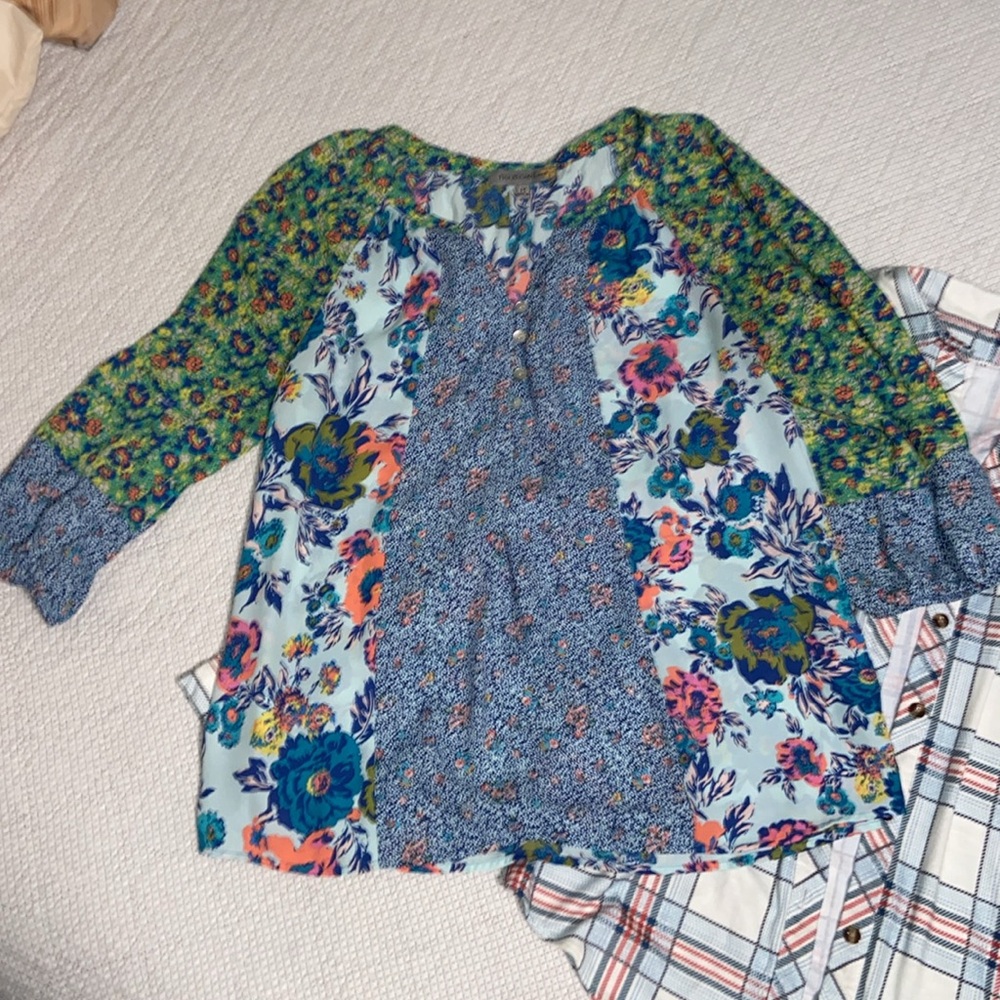 Floral and Plaid Kids Shirt Set